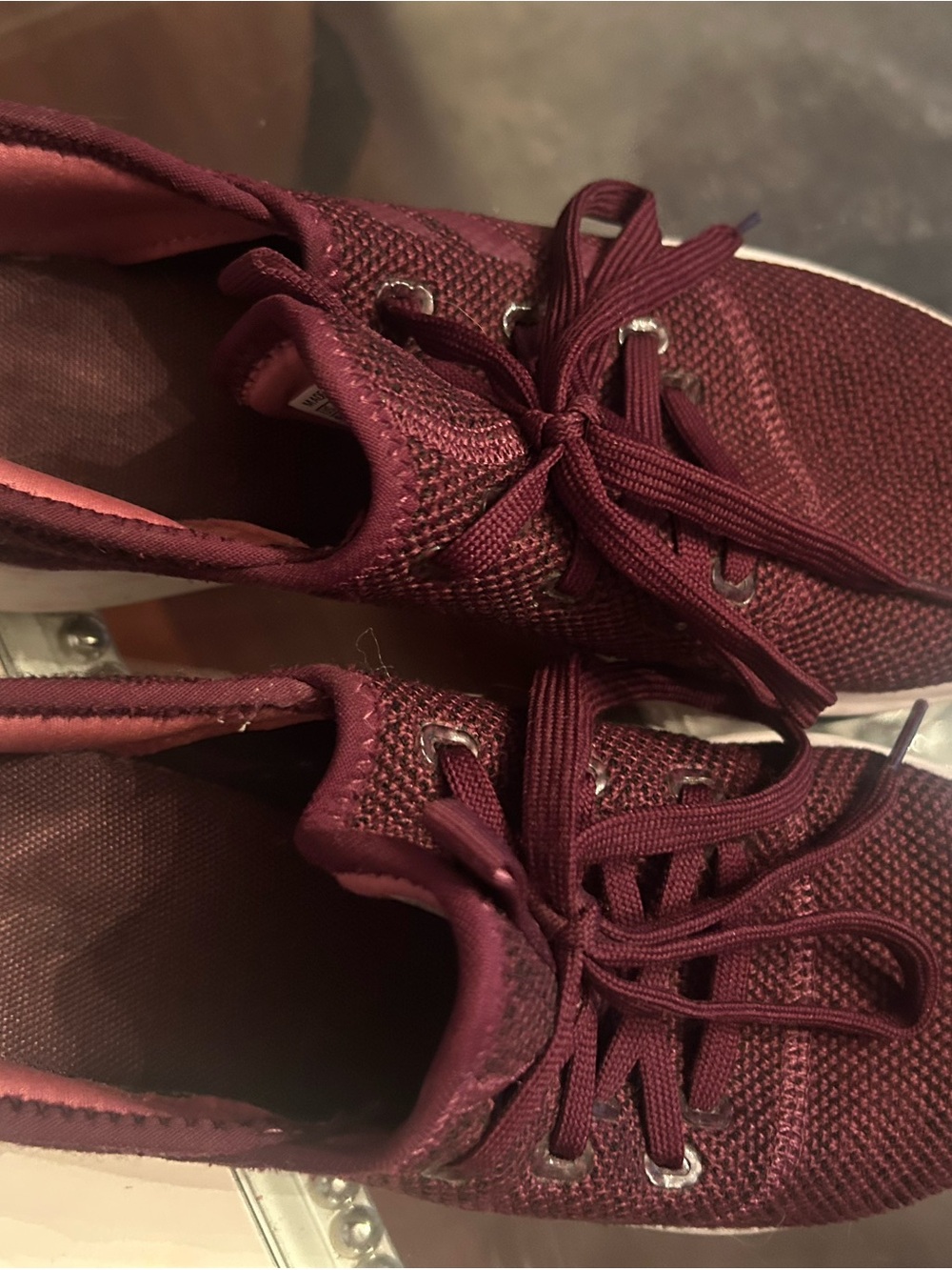 adidas Women's Knit Lace-Up Sneakers in Maroon